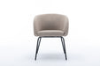 039-Set of 1 Boucle Fabric Dining Chair With Black Metal Legs,Light Coffee - DTYStore