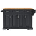 54inch Large Kitchen Island with Rubber Wood Drop Leaf, Embossed Texture Rolling Kitchen Cart on 4 Wheels with 4 Doors and 3 Drawers, Kitchen Island with Storage for Kitchen, Dining Room,Black - DTYStore