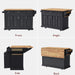 54inch Large Kitchen Island with Rubber Wood Drop Leaf, Embossed Texture Rolling Kitchen Cart on 4 Wheels with 4 Doors and 3 Drawers, Kitchen Island with Storage for Kitchen, Dining Room,Black - DTYStore