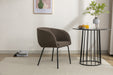 039-Set of 1 Boucle Fabric Dining Chair With Black Metal Legs,Dark Brown - DTYStore