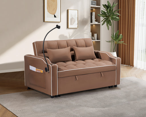 1 versatile foldable sofa bed in 3 lengths, modern sofa sofa sofa suede pull-out bed, adjustable back and with USB port and ashtray and swivel phone stand - DTYStore
