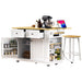 48inch Large Kitchen Island with 2 Bar Stools, Power Outlet, Door Internal Storage Rack, Kitchen Storage Cart on 5 Wheels with Drop Leaf, 5 Open Side Racks, 2 Drawers,for Kitchen,Dining Room,White - DTYStore