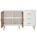 Modern Sideboard MDF Buffet Cabinet with Marble Sticker Tabletop and Glass Doors