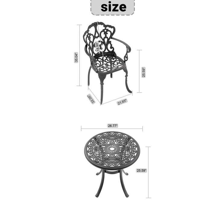 5-Piece Set Of Cast Aluminum Patio Furniture With Black Frame and Seat Cushions In Random Colors - DTYStore