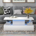 ON-TREND Coffee Table Cocktail Table Modern Industrial Design with LED lighting, 16 colors with a remote control, White