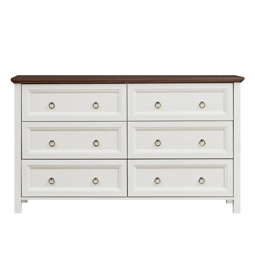 Farmhouse 6 Drawers Dresser for Bedroom, Wood Rustic Wide Chest of Drawers, Storage Dressers Organizer for Bedroom, Living Room, Hallway - DTYStore