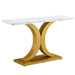 A modern minimalist style foyer table with white tabletop, gold bracket, and bottom plate, enhancing the beauty and artistic atmosphere of the home, suitable for the foyer FXG