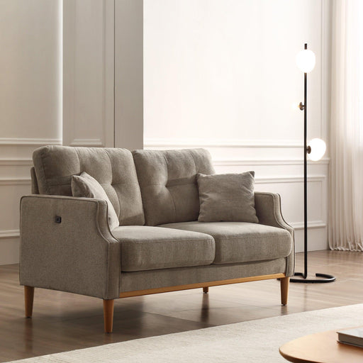 Living Space Sofa 2 Seater ,Loveseat With Waterproof Fabric Cream , USB Charge - DTYStore