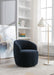 Teddy Fabric Swivel Accent Armchair Barrel Chair With Black Powder Coating Metal Ring,Dark Blue