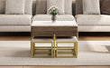 Modern Square Lift-Top Coffee Table Set with Storage & 4 Ottomans White & Walnut - DTYStore