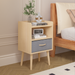 2PC Nightstand With Collapsible Fabric Drawer, 2-Tier Storage End Table, Wood Side Table with Storage Cabinet for Bedroom, Living Room - Oak - DTYStore