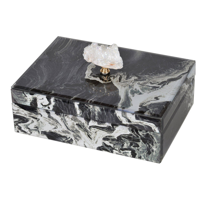 10" X 7" X 5" Bethany Marbled Jewelry Box - Stackable Decorative Storage Boxes With Lids Black