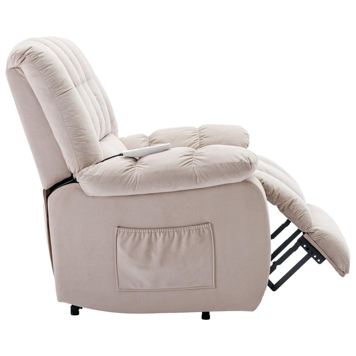 Massage Recliner Chair Electric Power Lift Recliner Chairs with Heat, Vibration, Side Pocket for Living Room Bedroom, Beige