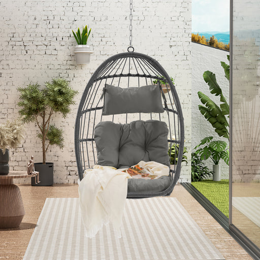 Outdoor Garden Rattan Egg Swing Chair Hanging Chair - DTYStore