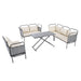 5-Piece Modern Patio Sectional Sofa Set Outdoor Woven Rope Furniture with Table and Cushions