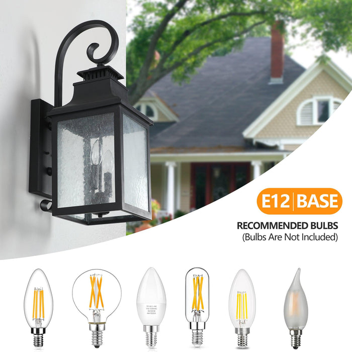 Large Outdoor Wall Lamps With Glass Supports multiple types of light bulbs 1 pack - DTYStore