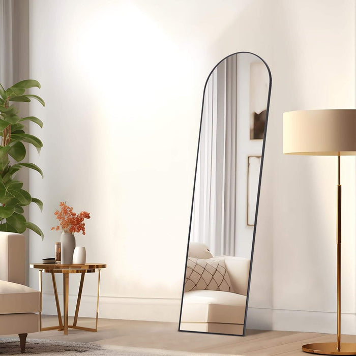 Floor Standing Mirror, Wall Mirror with Stand Aluminum Alloy Thin Frame,21''*64'',Black - DTYStore