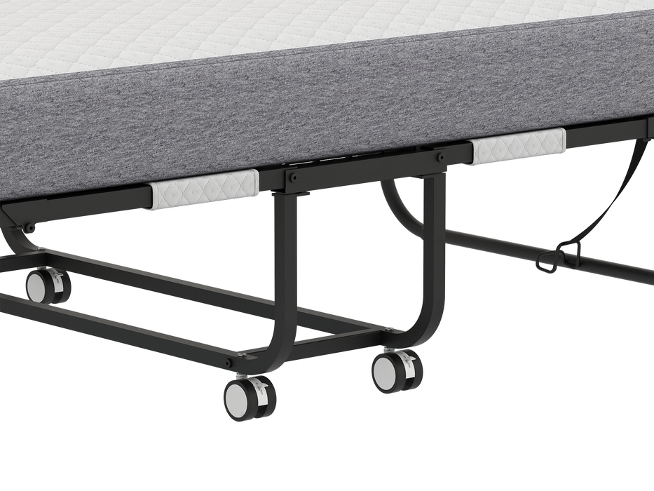 Folding Bed with Mattress 75" x 38" Rollaway Guest Bed Portable Foldable Bed for Adults with 5" Memory Foam Mattress Space-Saving Sturdy Metal Frame Grid Style - DTYStore