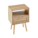 15.75" Rattan End table with drawer and solid wood legs, Modern nightstand, side table for living room, bedroom,natural - DTYStore