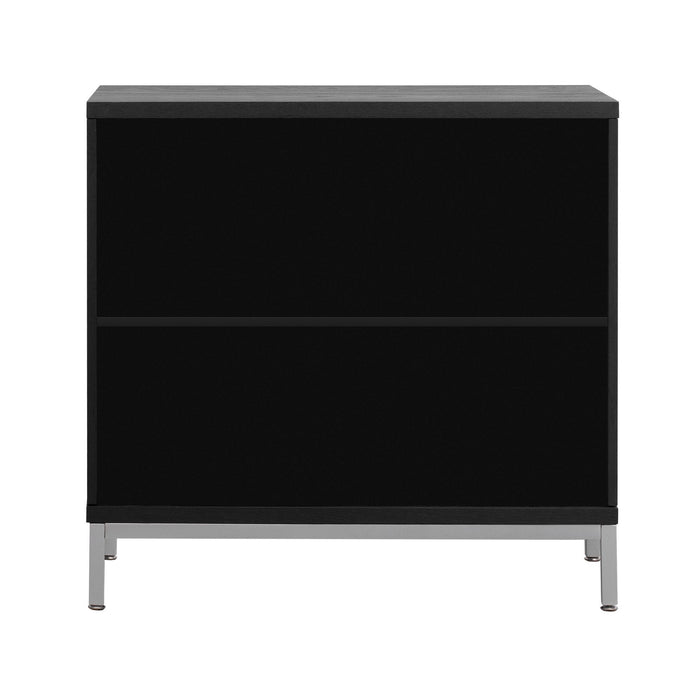 Simple Storage Cabinet Accent Cabinet with Solid Wood Veneer and Metal Leg Frame for Living Room, Entryway, Dining Room (Black)