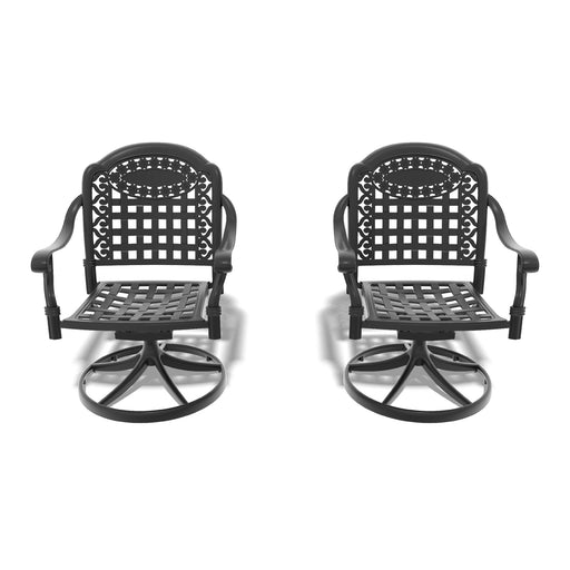 Cast Aluminum Patio Swivel Chair 2PCS With Black Frame and Cushions In Random Colors - DTYStore