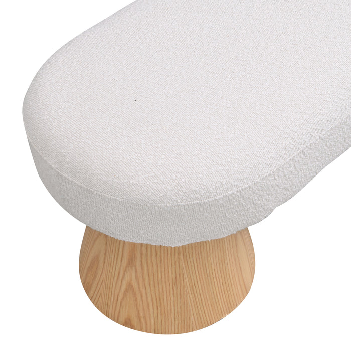 Dining Bench for Dining Room, Upholstered Bedroom End of Bed Entryway Bench Fabric Ottoman for Living Room, Beige Stool Top Wood Leg 300 LBS Weight Capacity - DTYStore