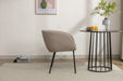 039-Set of 1 Boucle Fabric Dining Chair With Black Metal Legs,Light Coffee - DTYStore