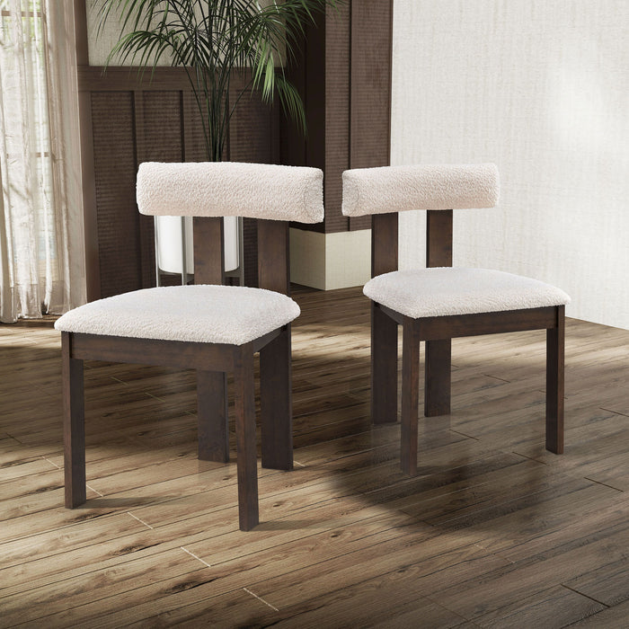 Wooden Dining Chairs Set of 2, Modern Boucle Upholstered Kitchen Side Chairs,Mid Century Modern Kitchen Chairs with Open Back Farmhouse Wooden Side Chairs for Dining Room,Living Room,Restaurant - DTYStore