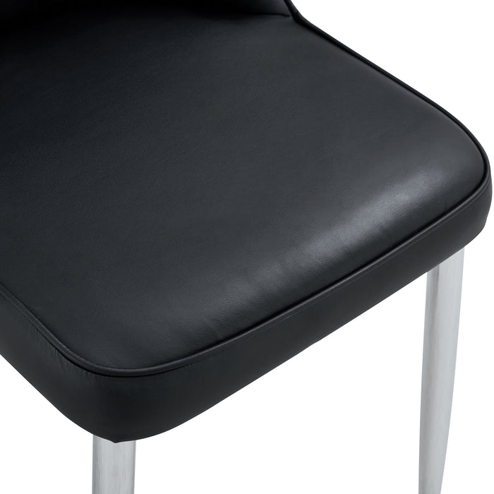 2 modern dining chairs, smooth PU leather backrest and silver-toned metal legs for a comfortable home experience for kitchens, bedrooms and offices. - DTYStore
