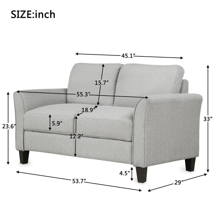 Living Room Furniture Love Seat Sofa Double Seat Sofa (Loveseat Chair)(Light Gray)