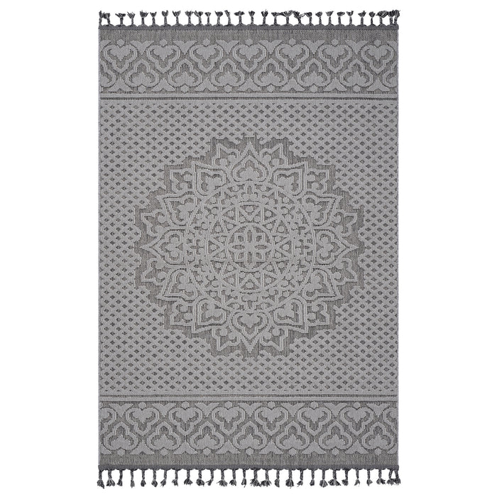 DTY Signature Collection 5X7 Gray/White /Medallion Indoor/Outdoor Area Rug - DTYStore