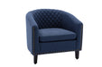 COOLMORE Barrel Chairs with Soft Padded Armrest, Club Chairs with nailheads and solid wood legs for Living Room Bedroom Waiting Room (Navy linen)