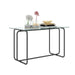 Rectangle Dining Table with Metal Frame, Tempered Glass for Kitchen Room Transparent