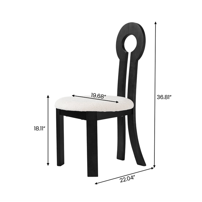 Vintage Rubber Solid Wood Dining Chair, Sheep Plush Dining Chair, Armless Dining Chair, Suitable For Small Home Dressing Room Model Room, Black(Set Of 2) - DTYStore
