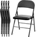 4 Pack Folding Chairs with Leather Padded Cushion Seats & Durable Metal Frame, Comfortable, Foldable, Portable, Commercial Event Seat, Indoor Outdoor for Parties, Home, Office, Black - DTYStore
