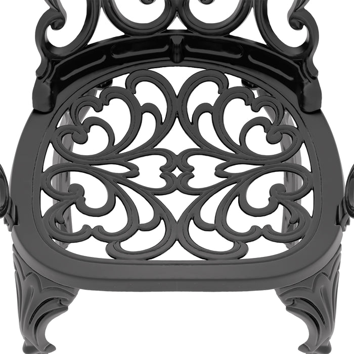 5-Piece Set Of Cast Aluminum Patio Furniture With Black Frame and Seat Cushions In Random Colors - DTYStore