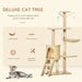 53" Plush Sturdy Interactive Cat Condo Tower Scratching Post Activity Tree House - Beige