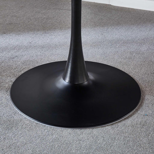 42.1"Black Tulip Table Mid-century Dining Table for 4-6 people With Round Mdf Table Top, Pedestal Dining Table, End Table Leisure Coffee Table - DTYStore