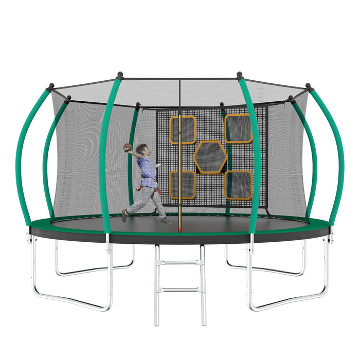 12FT Trampoline, Outdoor Trampolines for Kids and Adults, Recreational Trampoline with Enclosure Net & Ladder, Round Trampoline ASTM Approved - DTYStore