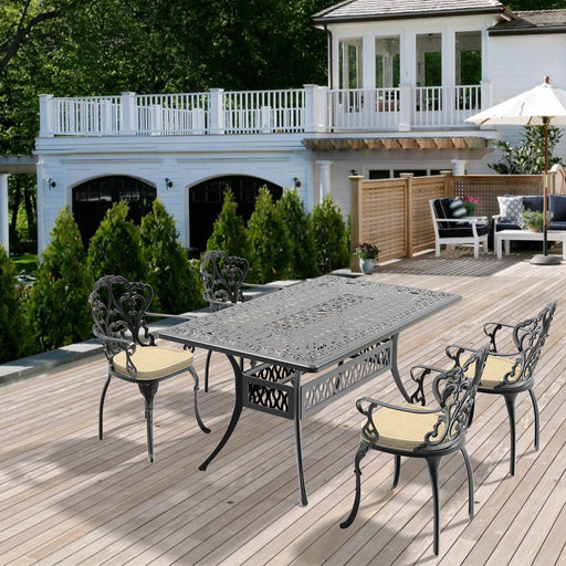 (Cushions In Random Colors)5-Piece Set Of Cast Aluminum Patio Furniture With Cushions - DTYStore