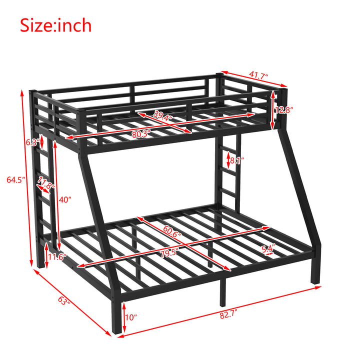 Metal Twin XL over Queen Bunk Bed for Teens and Adults,Space-Saving/Noise Reduced/No Box Spring Needed, Old SKU W1307S00045 - DTYStore