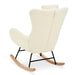 Rocking Chair Nursery, Teddy Upholstered Rocker Glider Chair with High Backrest, Adjustable Headrest & Pocket, Comfy Glider Chair for Nursery, Bedroom, Living Room, Offices, Rubber wood, beige