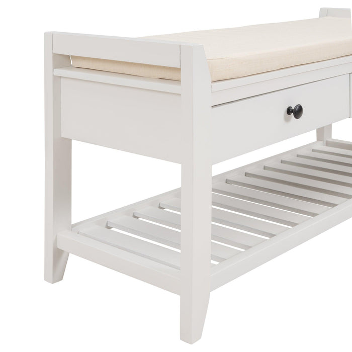 Shoe Rack with Cushioned Seat and Drawers, Multipurpose Entryway Storage Bench