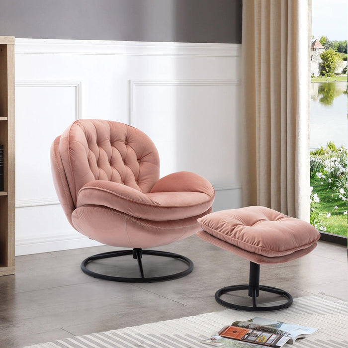Accent chair TV Chair Living room Chair Pink sofa with Ottoman - DTYStore