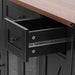 53'' Farmhouse Kitchen Island with Two Tempered Glass Cabinet Doors, Power Outlet, Rolling Kitchen Cart on Wheels with Drop Leaf, 5 Open Side Racks, 3 Drawers, for Kitchen, Dining Room, Black - DTYStore