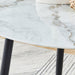 A modern minimalist circular dining table with a diameter of 40 inches, a 0.3 inch thick imitation marble pattern tabletop and black metal legs 40 '* 40' * 30 'DT-1164