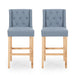 Vienna Contemporary Fabric Tufted Wingback 31 Inch Counter Stools, Set of 2, Light Blue and Natural - DTYStore