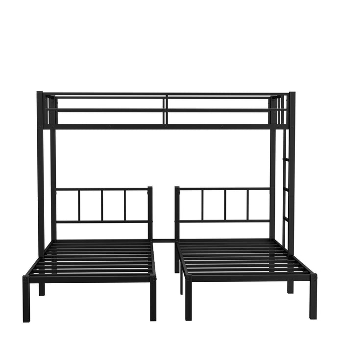 Twin over Twin & Twin Bunk Beds for 3, Twin XL over Twin & Twin Bunk Bed Metal Triple Bunk Bed, Black