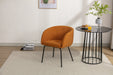 039-Set of 1 Boucle Fabric Dining Chair With Black Metal Legs,Ginger - DTYStore