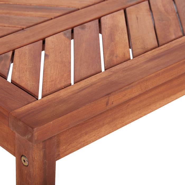 Modern Chevron-Top Solid Wood Patio Bench - Brown - DTYStore